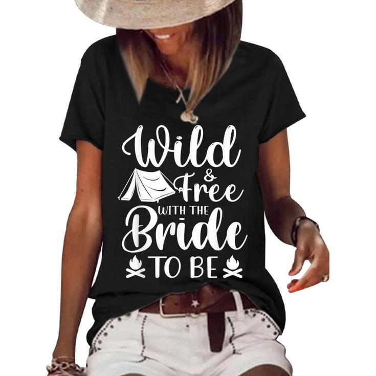 Bride Funny Bachelorette Party Camping  Bridal Wedding  V2 Women's Short Sleeve Loose T-shirt