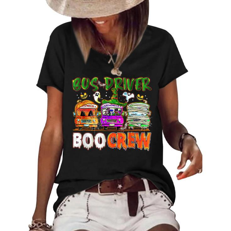 Bus Driver Boo Crew School Bus Driver Life Halloween  Women's Short Sleeve Loose T-shirt