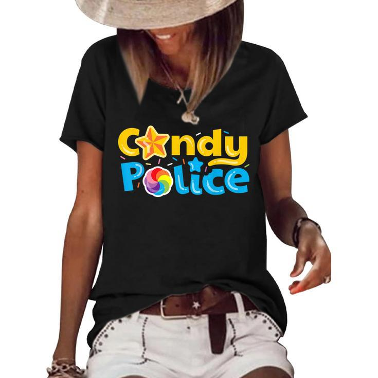 Candy Police Cute Funny Trick Or Treat Halloween Costume  Women's Short Sleeve Loose T-shirt