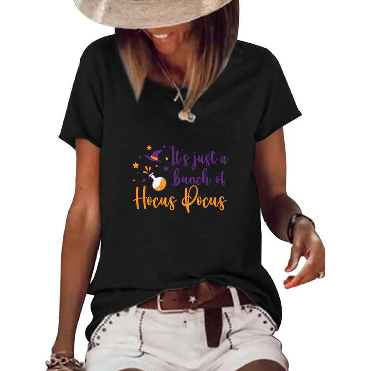 Color Witch Its Just A Bunch Of Hocus Pocus Halloween Women's Short Sleeve Loose T-shirt