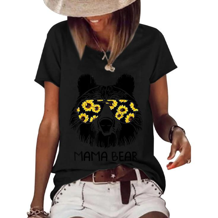 Colorful Sunflower Mama Bear Mother Bear Lover  Women's Short Sleeve Loose T-shirt