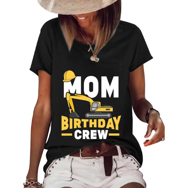 Construction Birthday Party Digger Mom Birthday Crew Gift Women's Short Sleeve Loose T-shirt