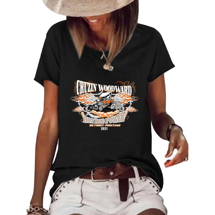 Cruising Woodward Hotrod Power  Graphic Design Printed Casual Daily Basic Women's Short Sleeve Loose T-shirt