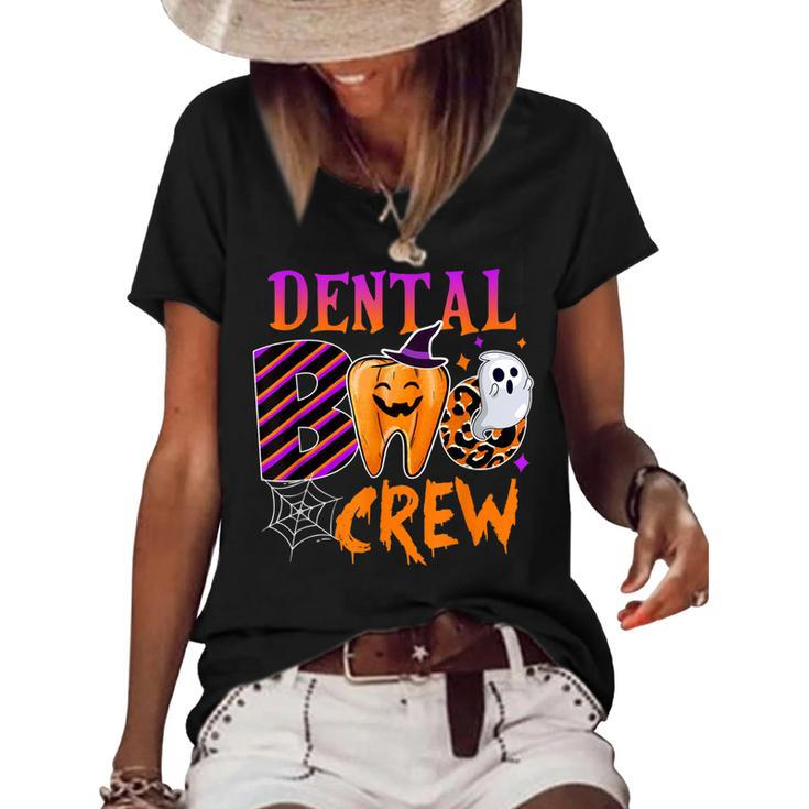 Dental Boo Crew Funny Boo Th Dentist Matching Halloween  Women's Short Sleeve Loose T-shirt