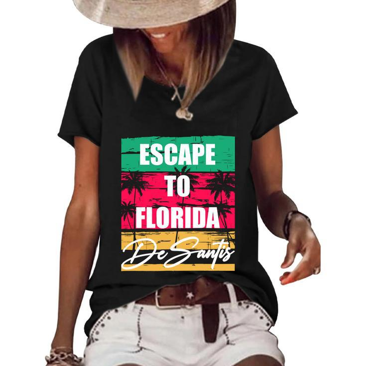 Desantis Escape To Florida Gift Women's Short Sleeve Loose T-shirt