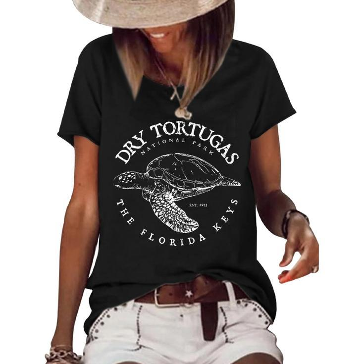 Dry Tortugas National Park Florida Keys Scuba Diving Turtle  Women's Short Sleeve Loose T-shirt