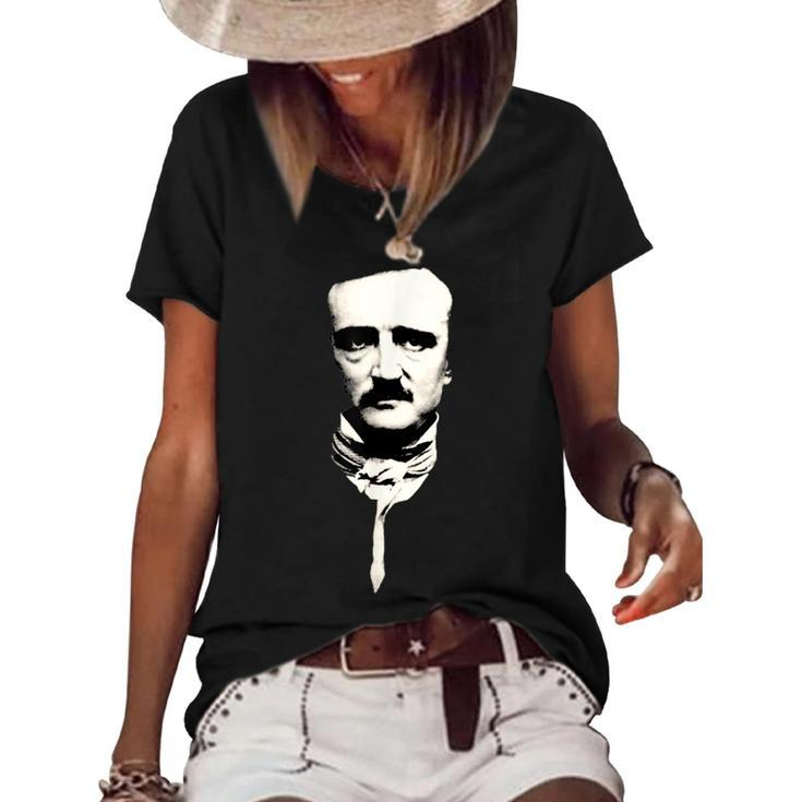Edgar Allan Poe | Writer | Face Portrait |  Women's Short Sleeve Loose T-shirt