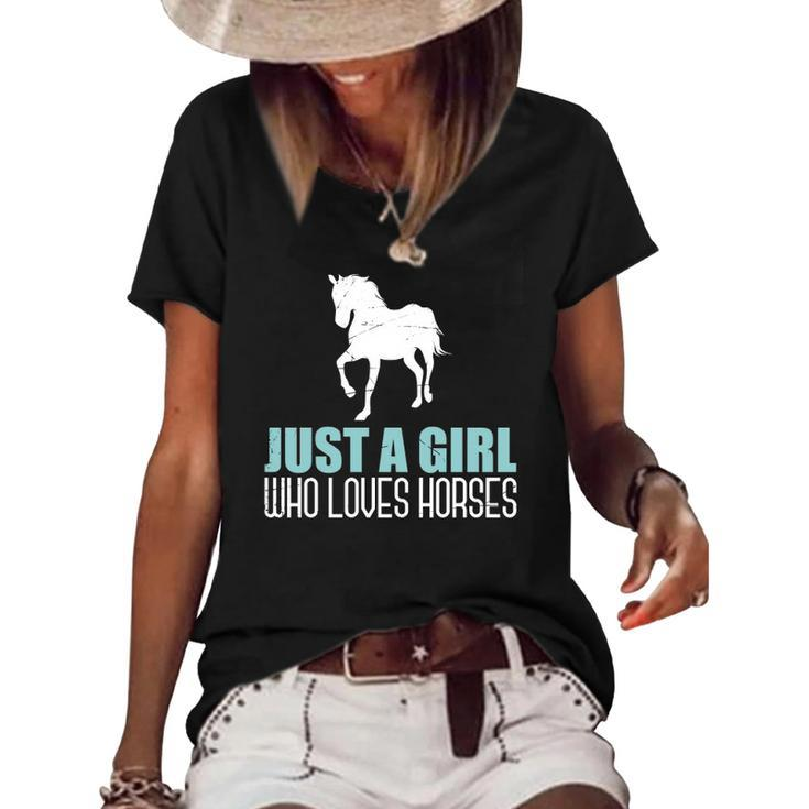 Equestrian Animal Horse Riding Horse Girls Women Gift Horse  Women's Short Sleeve Loose T-shirt