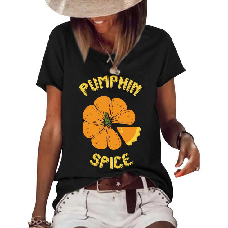 Fall Autumn Pumpkin Spice Cute Flower Women's Short Sleeve Loose T-shirt