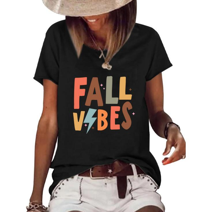 Fall Colorful Fall Vibes For You Idea Design Women's Short Sleeve Loose T-shirt