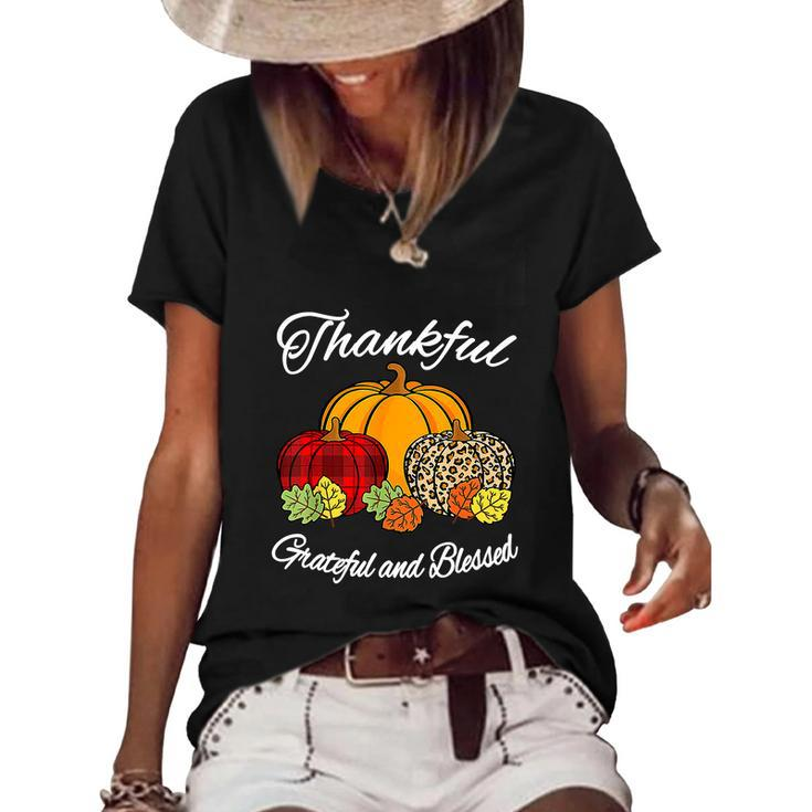 Fall Plaid Leopard Pumpkin Autumn Funny Thanksgiving Graphic Design Printed Casual Daily Basic V2 Women's Short Sleeve Loose T-shirt