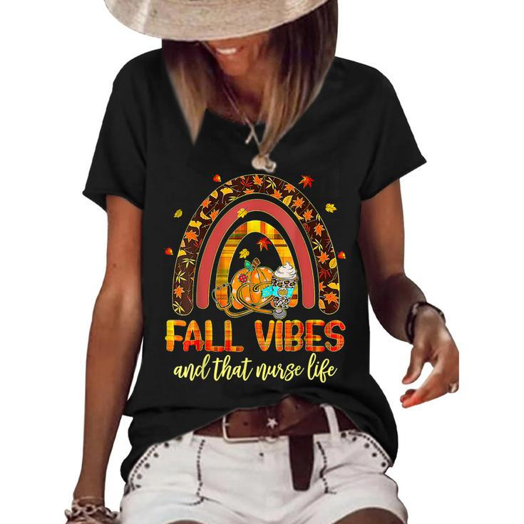 Fall Vibes That Nurse Life Nurse Fall Season Autumn Season  Women's Short Sleeve Loose T-shirt