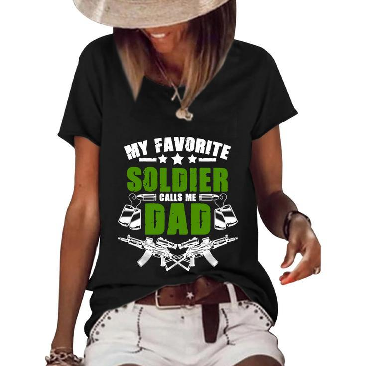 Favorite Soldier Calls Me Dad Memorial Army Dad Great Gift Women's Short Sleeve Loose T-shirt