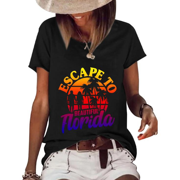 Florida Escape To Beautiful Florida Vintage Desantis Escape Great Gift Women's Short Sleeve Loose T-shirt