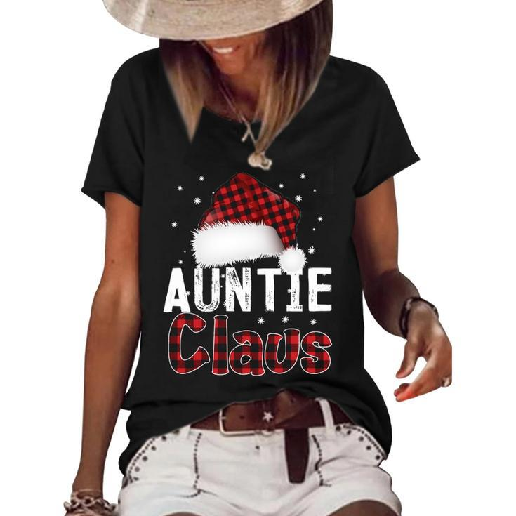 Fun Santa Hat Christmas Costume Family Matching Auntie Claus Women's Short Sleeve Loose T-shirt