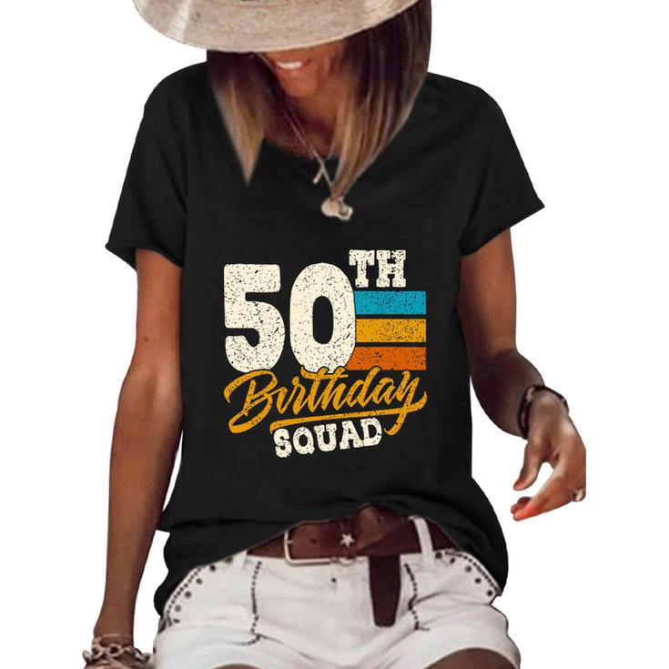 Funny 50Th Birthday Squad Group Vintage Retro Graphic Design Printed Casual Daily Basic Women's Short Sleeve Loose T-shirt