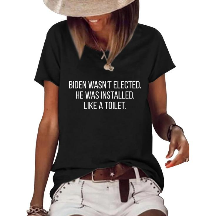 Funny Anti Biden Anti Biden Quotes Installed Women's Short Sleeve Loose T-shirt