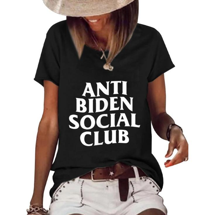 Funny Anti Biden Anti Biden Social Club Women's Short Sleeve Loose T-shirt