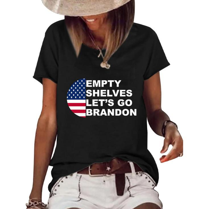 Funny Anti Biden Empty Shelves Joe Lets Go Brandon Anti Biden Women's Short Sleeve Loose T-shirt