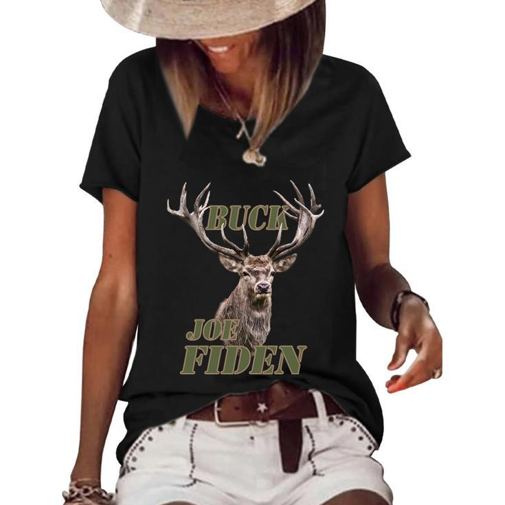 Funny Anti Biden Fjb Buck Joe Fiden Deer Women's Short Sleeve Loose T-shirt