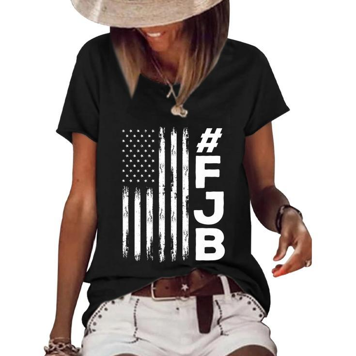 Funny Anti Biden Fjb Pro America Us Distressed Flag F Biden Fjb Women's Short Sleeve Loose T-shirt