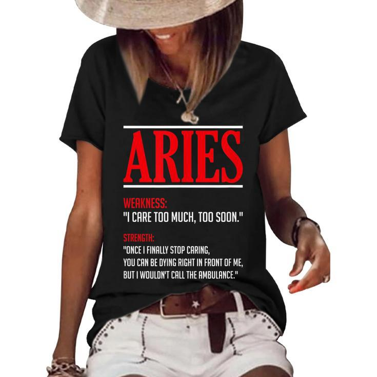 Funny Aries Facts Saying Astrology Horoscope Birthday  Women's Short Sleeve Loose T-shirt