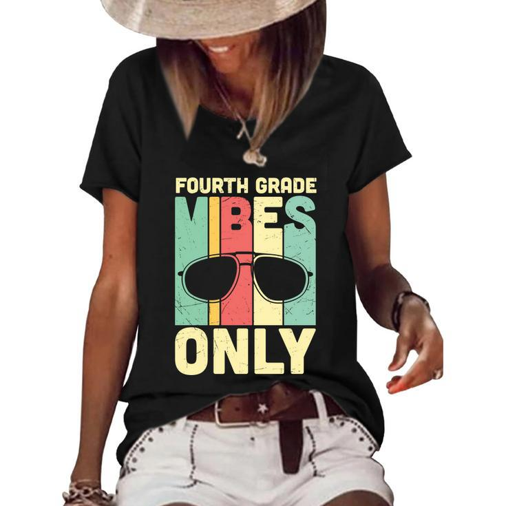 Funny Back To Schol Fourth Grade Vibes Only Women's Short Sleeve Loose T-shirt