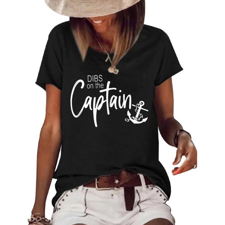 Funny Captain Wife Dibs On The Captain  V2 Women's Short Sleeve Loose T-shirt