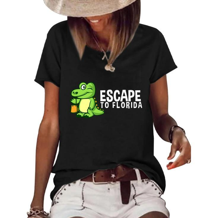 Funny Desantis Alligator Escape To Florida Cool Gift Women's Short Sleeve Loose T-shirt