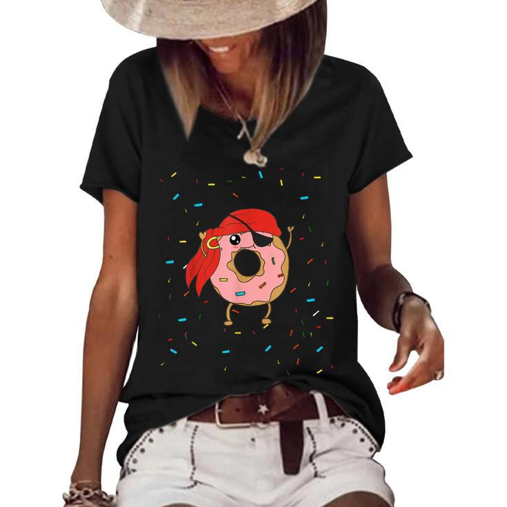 Funny Donut Talk Like A Pirate Day Halloween Costume Meme  Women's Short Sleeve Loose T-shirt