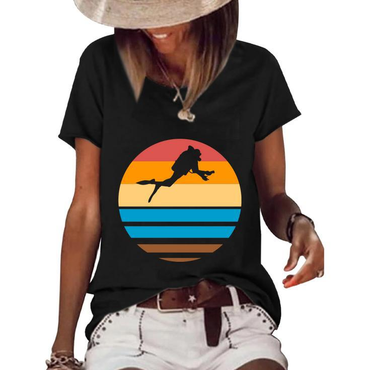 Funny Retro Scuba Diving Graphic Design Printed Casual Daily Basic Women's Short Sleeve Loose T-shirt