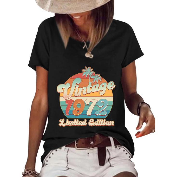Women's 50th Birthday Shirt - Vintage 1972 Retro Graphic Tee, Grey, Small