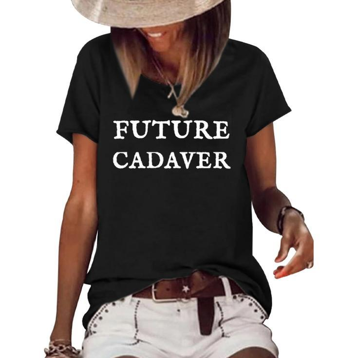 Future Cadaver Death Positive Halloween Costume Women's Short Sleeve Loose T-shirt