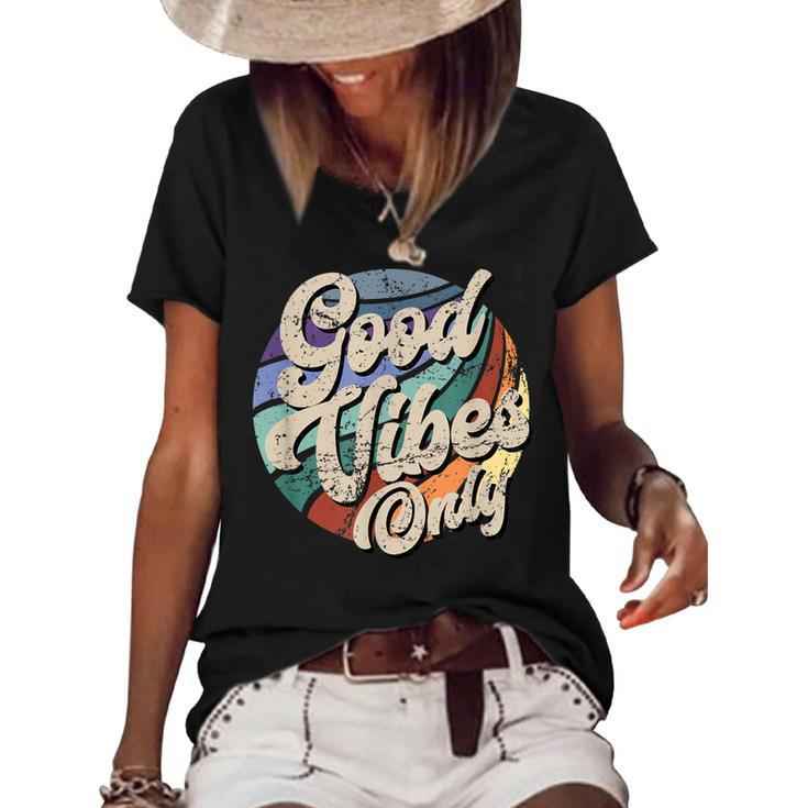 Good Vibes Only Vintage Positive Mind   V3 Women's Short Sleeve Loose T-shirt