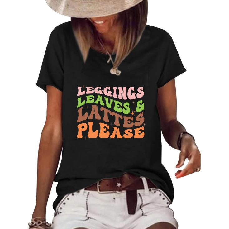 Groovy Leggings Leaves And Lattes Please Fall Women's Short Sleeve Loose T-shirt