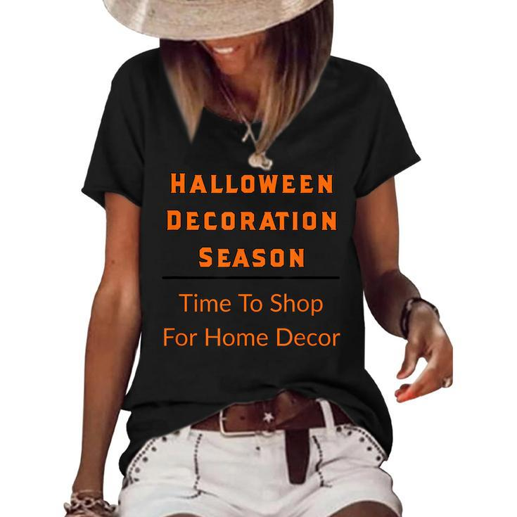 Halloween Decoration Season Shop Home Decor Spooky Lovers  Women's Short Sleeve Loose T-shirt