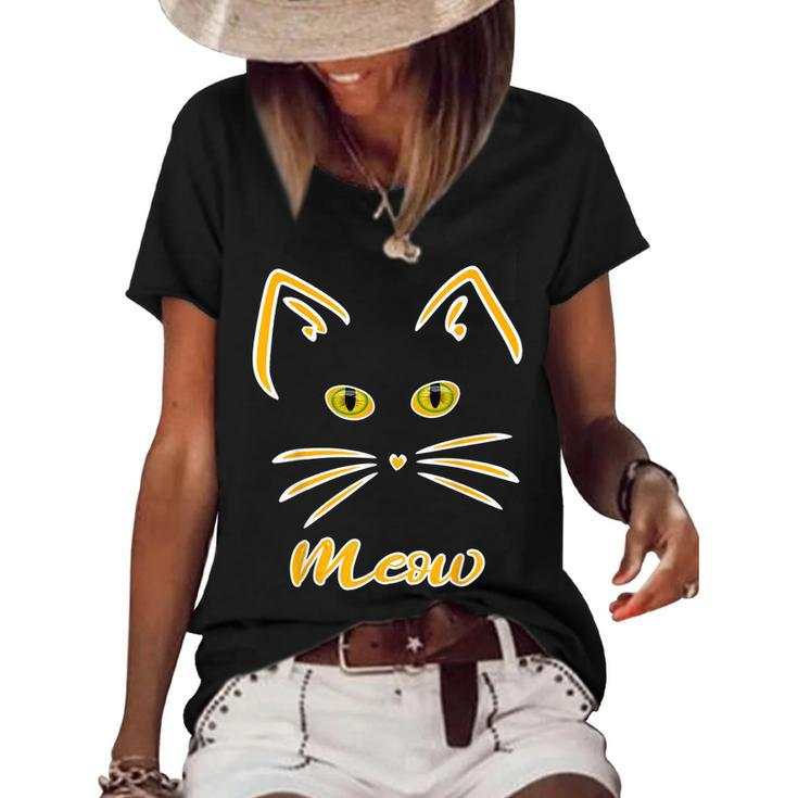 Halloween Kitty Cat  V2 Women's Short Sleeve Loose T-shirt