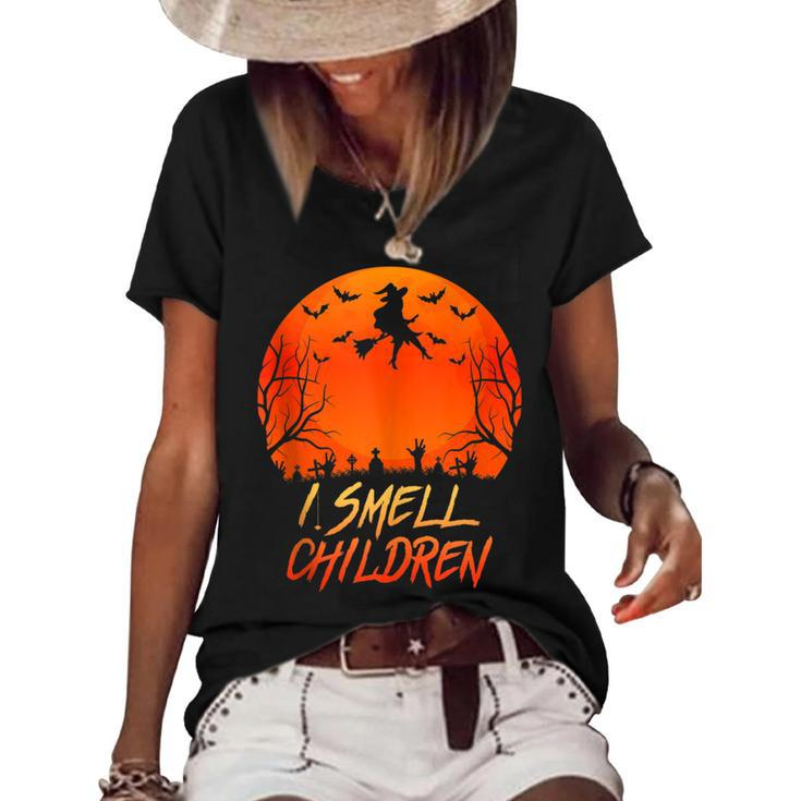 Halloween Pregnancy Announcement Witch I Smell Children Women's Short Sleeve Loose T-shirt