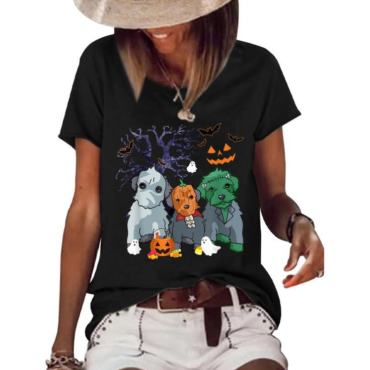 Halloween Schnoodle Dog Witch Schnoodle Dog Lovers  Women's Short Sleeve Loose T-shirt