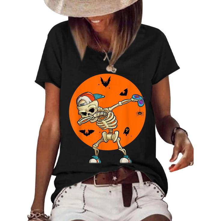 Halloween Skeleton Gamer  Women's Short Sleeve Loose T-shirt