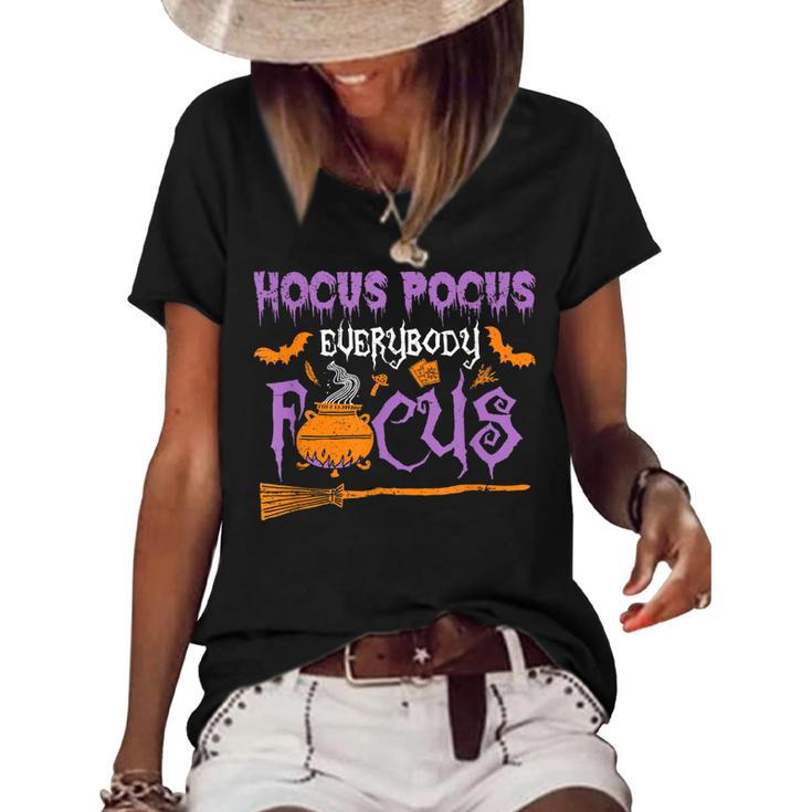 Halloween Teacher Or Student Hocus Pocus Everybody Focus  Women's Short Sleeve Loose T-shirt
