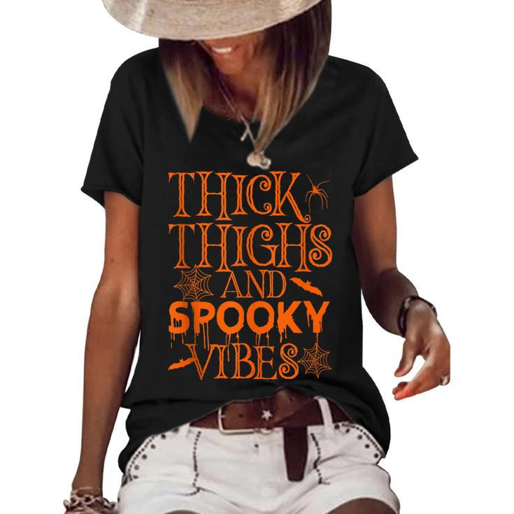 Halloween Thick Thighs And Spooky Vibes  Women's Short Sleeve Loose T-shirt