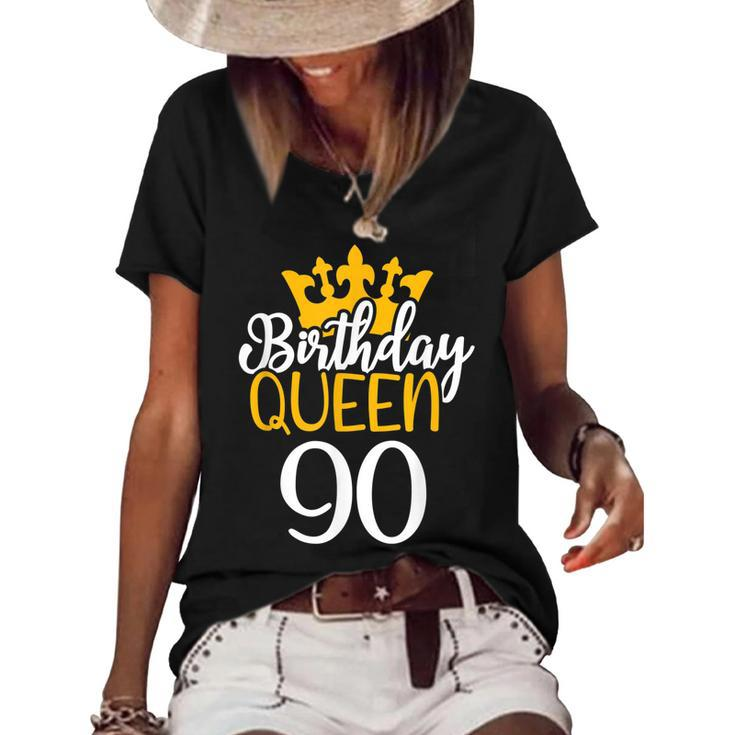 Happy 90Th Birthday Queen 90 Years Old Party Idea For Her  Women's Short Sleeve Loose T-shirt