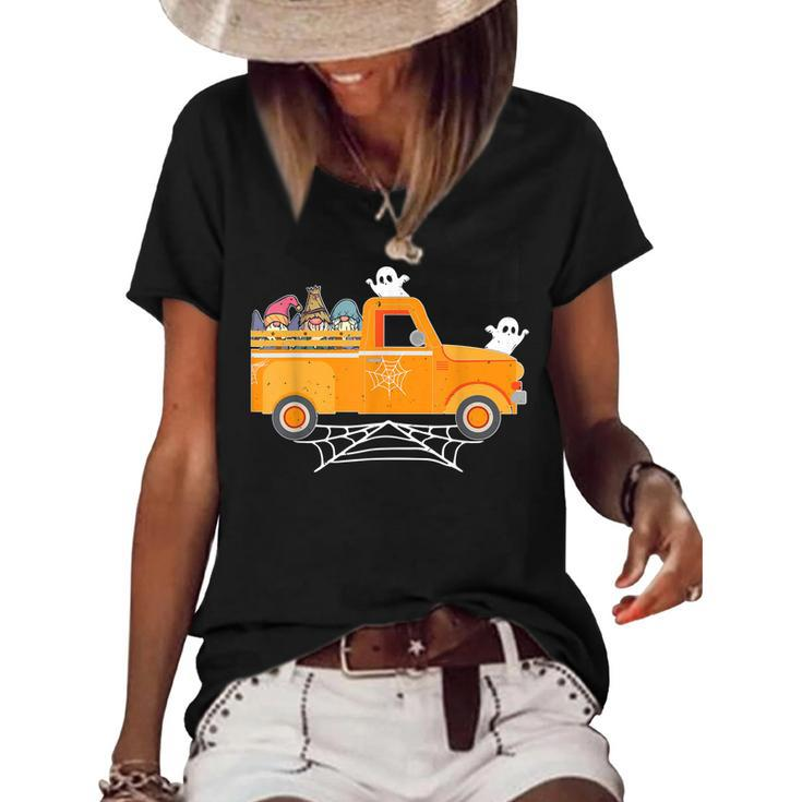 Happy Halloween Gnome Truck Drive Spooky Gnome Crew Squad  V2 Women's Short Sleeve Loose T-shirt