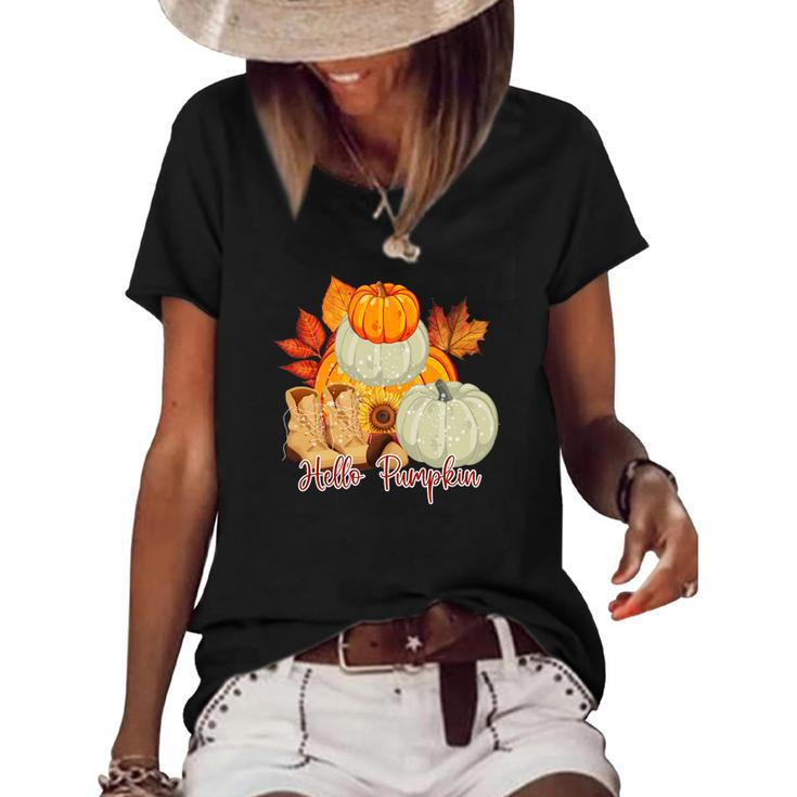 Hello Pumpkin Favorite Fall Season Women's Short Sleeve Loose T-shirt