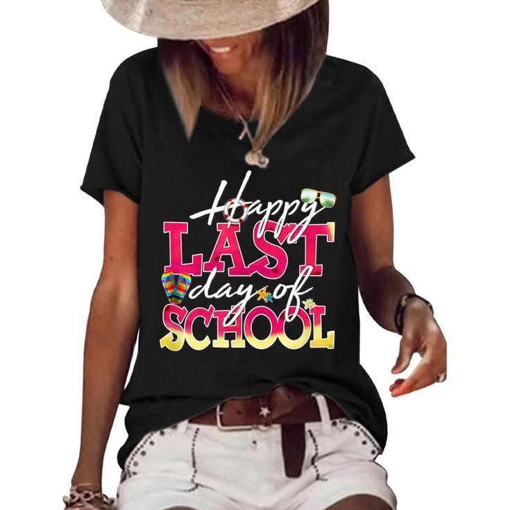 Hello Summer Teacher Student Kids Happy Last Day Of School  Women's Short Sleeve Loose T-shirt