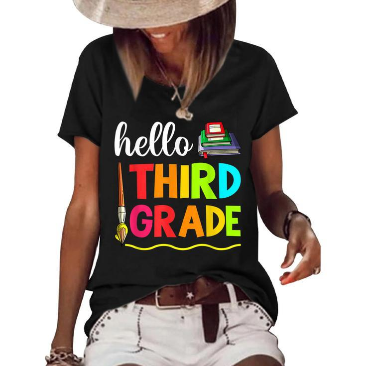 Hello Third Grade Boy Kids Teachers Girl Students 3Rd Grade  Women's Short Sleeve Loose T-shirt