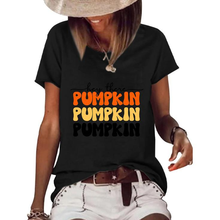 Hey There Pumpkin Fall Holiday Season Funny Turkey Day Graphic Design Printed Casual Daily Basic Women's Short Sleeve Loose T-shirt