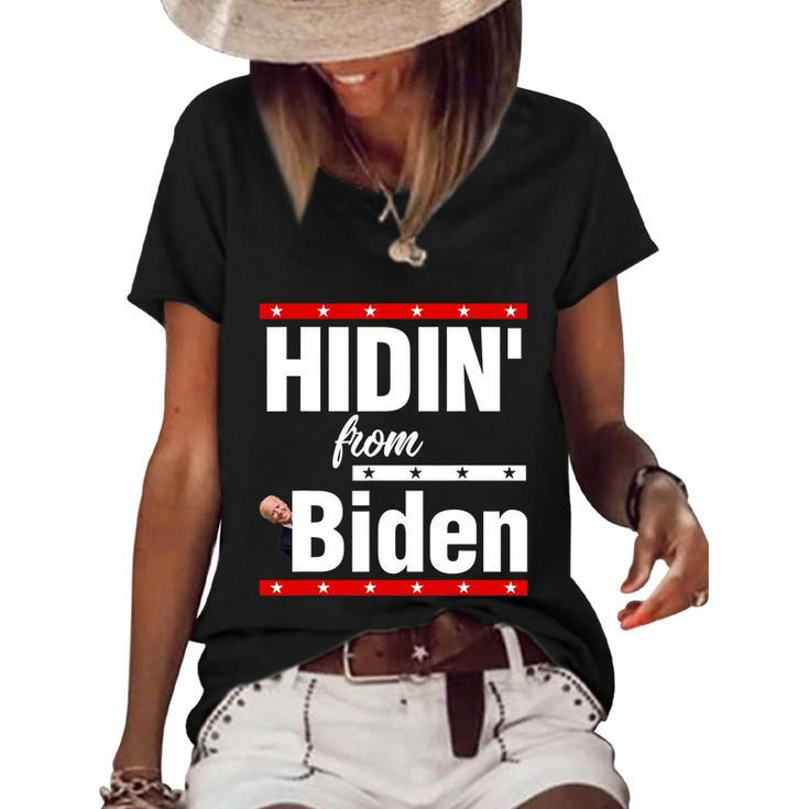 Hidin From Biden Shirt Creepy Joe Trump Campaign Gift Women's Short Sleeve Loose T-shirt