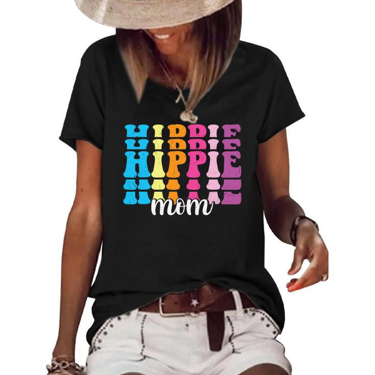 Hippie Awesome Color Hippie Mom Design Women's Short Sleeve Loose T-shirt